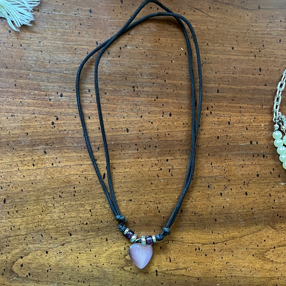 Purple Heart pull cord necklace